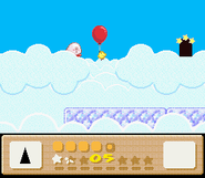 Piyo agarrado de un globo.