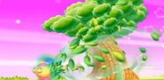 Kirby hípernova inhalando un árbol