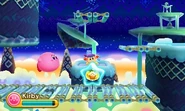 Bandana Waddle Dee throws Kirby an Assist Star containing a Reviving Tomato.