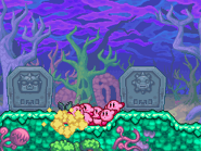 The Kirbys stand near Great Gear's gravestone in the cemetery.