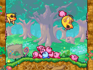 A Kirby defeats a Mole.