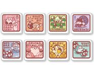 Designs for a Kirby Pupupu Train plush cube, with Kirby series characters demonstrating how not to behave while riding a train.