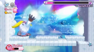 Kirby dodging Goriath Ex's attacks.