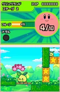 Unos Kirby en un nivel del juego.