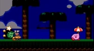 Kirby gets the Parasol Copy Essence Deluxe. (Kirby Super Star)