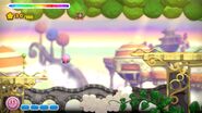 Kirby avoids a falling mine.