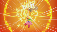 Sword Kirby powers up his sword with Fire.