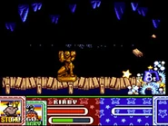 The Samus statue in Kirby Super Star