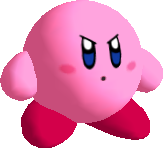 Kirby angrily standing.