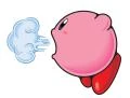 Kirby mentre soffia aria in Kirby: Incubo nella Terra dei Sogni