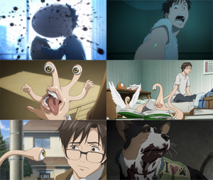 Shinichi and Satomi - kiseijuu: Sei no Kakuritsu  Parasyte the maxim, Anime  reccomendations, Talk to the hand