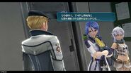 A screenshot featuring Laura alongside Michael and Fie Claussell from Trails of Cold Steel III.