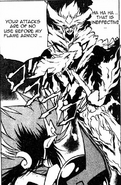 After Zenki punched Kajura a few times, he tells him that his attacks are ineffective against the flame armor (Chapter 3.1)