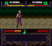 Hiruda waiting for her opponent's special attack, so she can avoid, block or reverse it back at them.