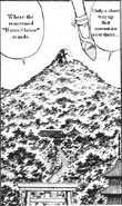 The mountain and the staircase leading to the Enno Shrine as they appear in the first volume.