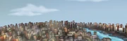 The city skyline seen in "Operation D.O.D.G.E.B.A.L.L.".