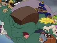 IguanaFireBreathe.jpg (412 KB) The Iguana breathing fire on Numbuh 1's back during a dream in the episode, Operation: W.H.I.T.E.H.O.U.S.E..