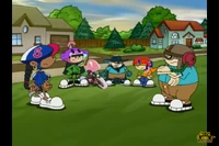 Sector V scolding at Tommy for framing Chad that he did to that bike rack this morning.