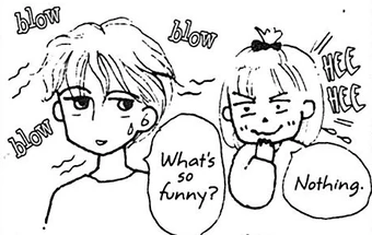 drawing of ms. obana's friends hair moving in the wind