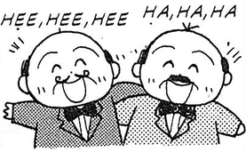 a drawing of the two principal naru naru's laughing happily