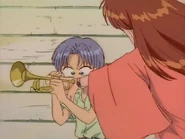 Sana stops Naozumi from playing the trumpet because it'd out them as spying on the love scene filming