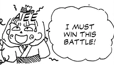 a doodle of ms obana trying to pump herself up to work