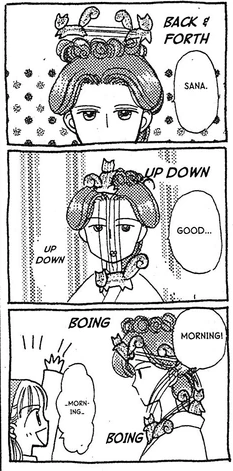 sana's mom telling sana goodmorning, but maro is frantically moving in a distracting fashion