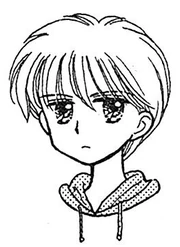 A drawing of Akito with a neutral expression