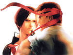 Capcom vs Snk promotional art with Kyo and Ryu