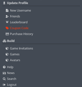 The section where you can access, with the Coupon Code section marked in red.