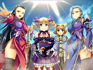 Kakouton Genjou, Sousou Moutoku, Jun'iku Bunjaku and Kakouen Myousai in Shin Koihime†Musou