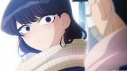 Shouko blushes when Hitohito asks her a question.