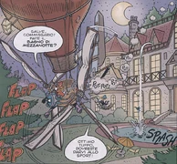 Το αερόστατο με προωθητικά ιστία, όπως εμφανίζεται στην ιστορία Το Όρος των Ρόδων