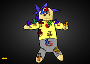 The voodoo doll full of needles.