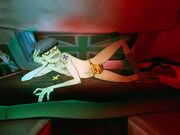 Murdoc trying to seduce the camera crew during the MTV Cribs tour.