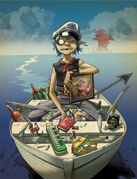 2D escaping Plastic Beach.