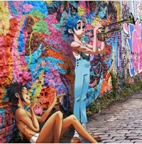 Noodle and 2D in Beco do Batman