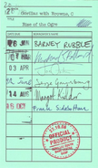 The library card included with 1st editions of the book
