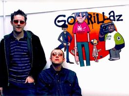 Jamie Hewlett and Damon Albarn in the early days of Gorillaz