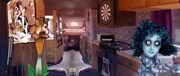 The Winnebago kitchen during Phase 2 and Murdoc's (alleged) zombie house maid.