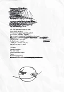 A page found at the writing desk in 2-D's room.