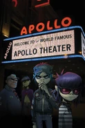 Gorillaz in front of The Apollo Theater