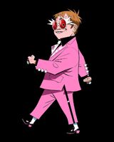 Elton John as he appears in The Pink Phantom music video