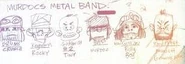 Sketches of Murdoc's metal band members