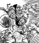 Komori dodging Kobushi's attacks with Mudra