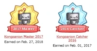 The "Kongpanion Catcher" and "Kongpanion Master" awards for the years 2017 and 2018 respectively