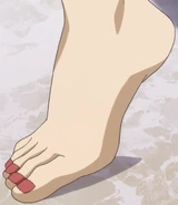 Valkyrie's red toenail polish