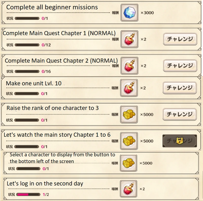 Beginner missions