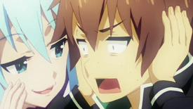 Aqua teases Kazuma about his pathetic death