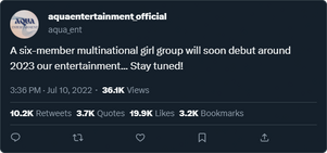 The announcement of the group.